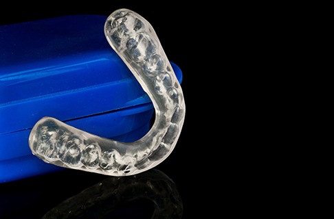 An up-close view of a customized mouthguard in Dallas