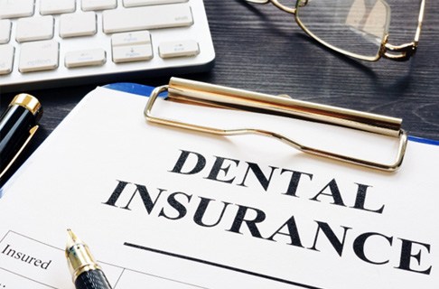 Dental insurance form on a table