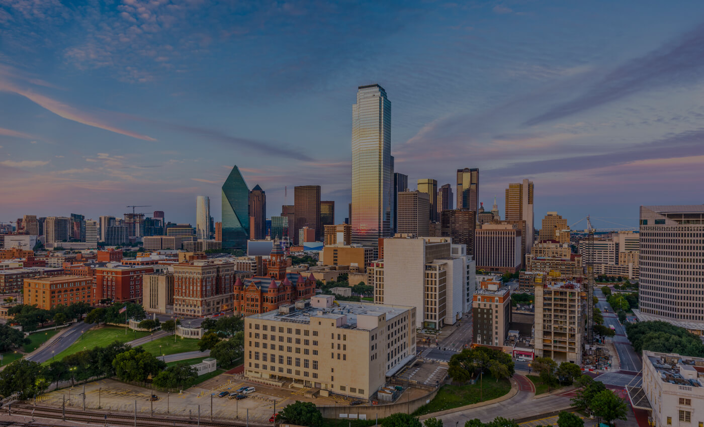 Aerial view of Dallas city skyline