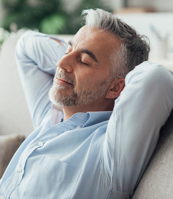 Man relaxing after sedation periodontics visit