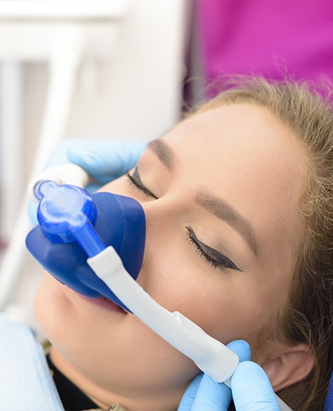 Patient receiving nitrous oxide sedation